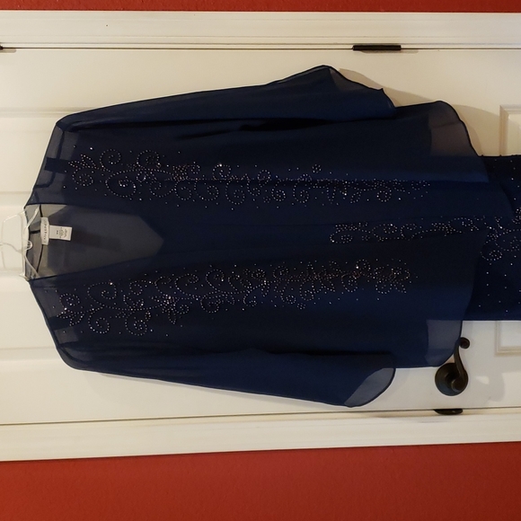 CATHERINES Navy Blue Masquerade Beaded Dress Set sz 18W Women's Plus Evening - Picture 2 of 12
